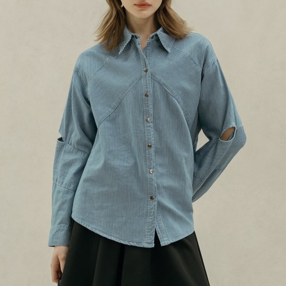 （マックスカルティッジオ）ダイアゴナルカットストライプデニムシャツ