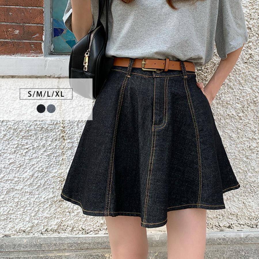 デニム スカート フレア レディース ボトムス 春 夏 おしゃれ かわいい きれいめ ポケット ストレッチ ミニ