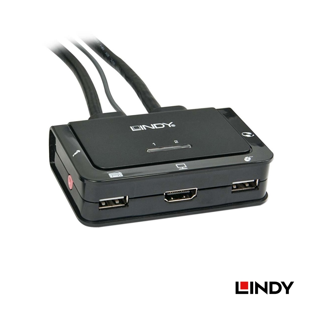 【42340】 LINDY HDMI 1.4a/USB2.0/オーディオKVMスイッチ ケーブル付 2ポート