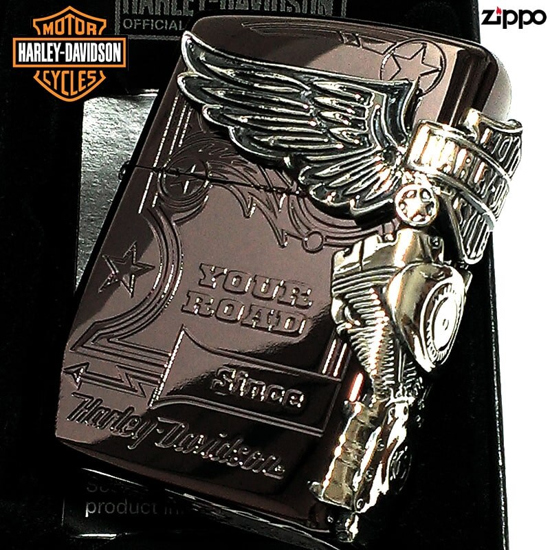 ZIPPO ライター ハーレーダビッドソン ジッポ チョコブラウン チタン加工 3面大型メタル イーグル HARLEY-DAVIDSON 日本国内限定モデル かっこいい ギフト
