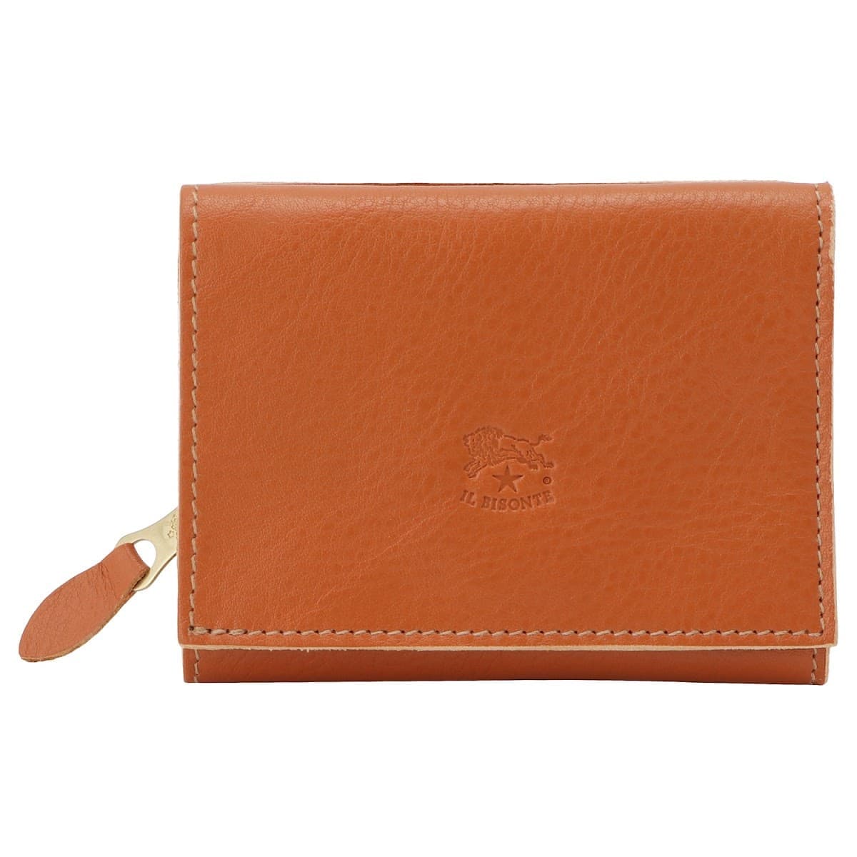 イルビゾンテ 財布 IL BISONTE レディース メンズ ユニセックス パスケース付 三つ折り財布 キャラメル ヤキヌメ ウォレット SMW036-PV0005-CA101B