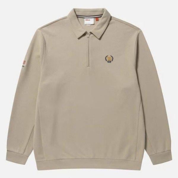 M 長袖Tシャツ LQC W243001GHT91-CRM カラースタイルのハーフジップスウェットシャツ
