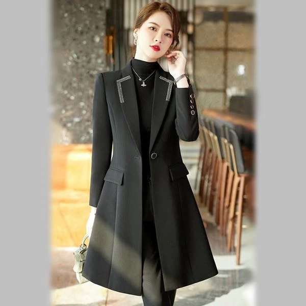 再入荷商品スーツ ロングジャケット パンツスーツ フォーマル OL 豪華スーツ ゴージャス 就職活動 就活 制服 ビジネス OL通勤 通学 面接 卒業式 入学式 司会 パーティー 大人気のロング丈ジ