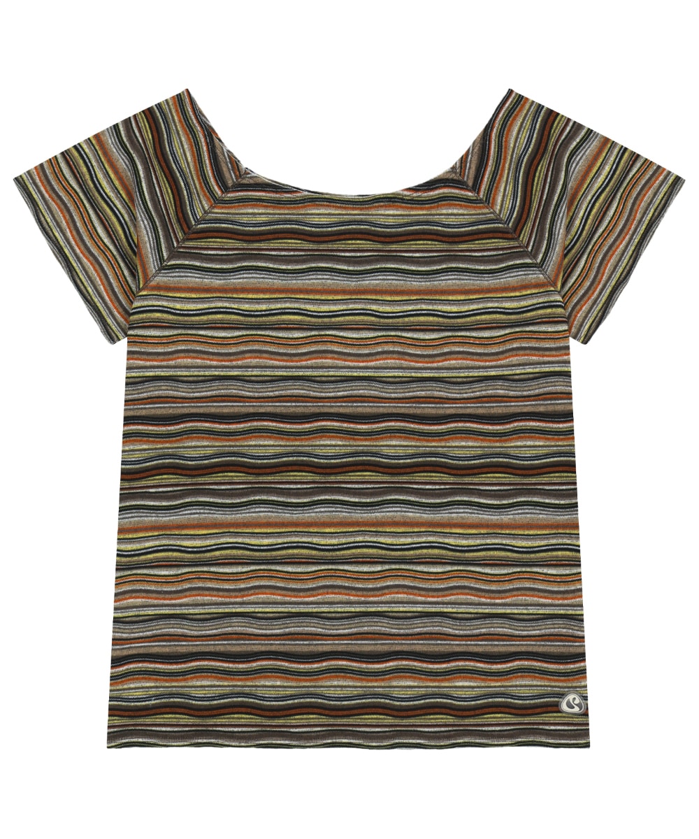 【COYSEIO】26SS WAVE STRIPE KNIT T-SHIRT : BROWN