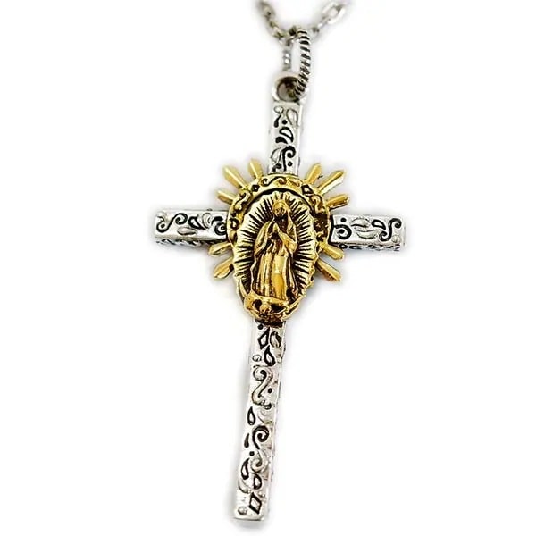 十字架 クロス 聖母マリア 幾何学模様 シルバー925 ペンダント ネックレス