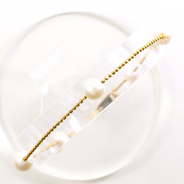K18 18金 YG イエローゴールド ブレスレット パール(真珠) 約18cm ジュエリー 中古
