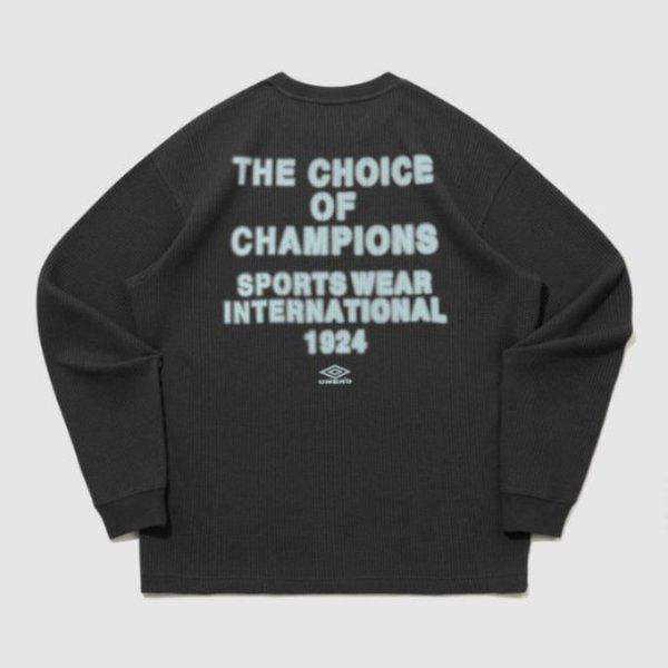 長袖Tシャツ VQA UR121CRL21-DCH ヘリテージ レタリング ワッフル 長袖Tシャツ / ダークチャコール