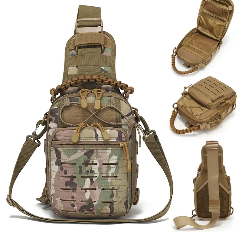 タクティカル柄ハンドバッグ,シングルショルダーバッグ,アウトドアスポーツバッグ,ハイキング,デイパック,レーザーハンドバッグ,パンチング