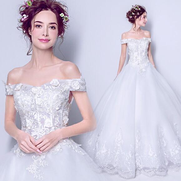 ウエディングドレス 花嫁 ウェディングドレス オフショルダー プリンセスラインドレス 白 結婚式 ブライダル 二次会 ロングドレス 披露宴 ウェディングドレス