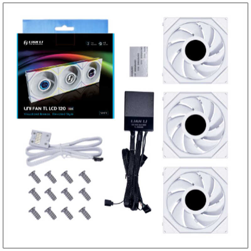 LIANLI　UNI FAN TL LCD 120 WT 3pack (コントローラ付属)　UF-TL120-LCD-3W