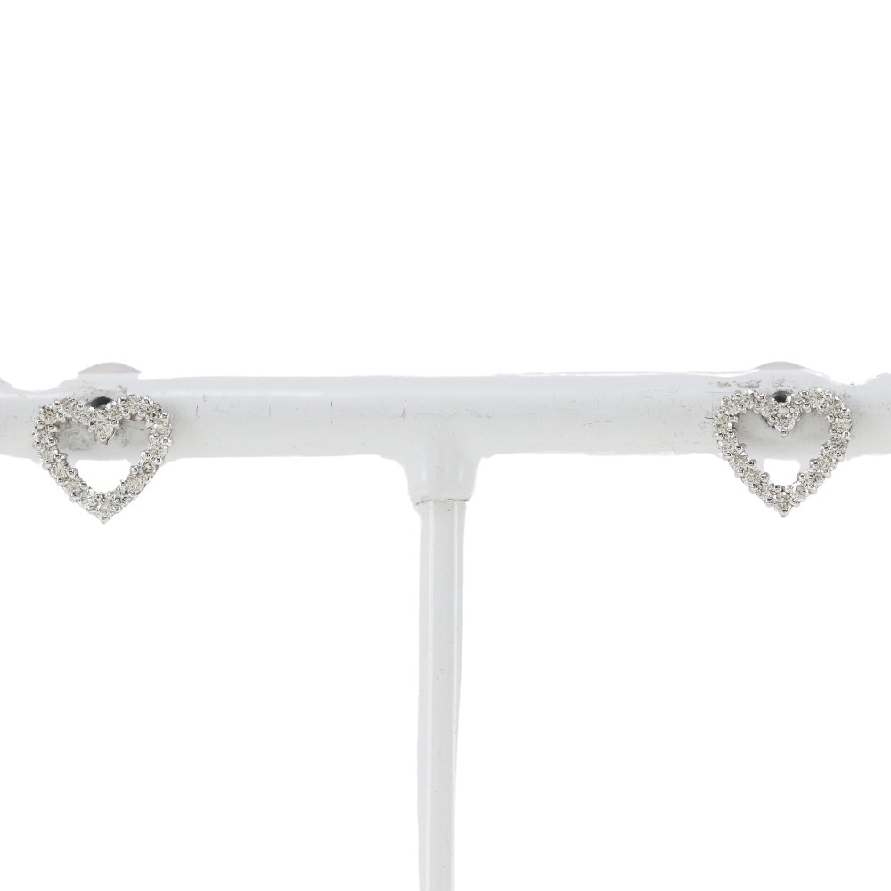 ハート 0.12ct ピアス K18ホワイトゴールド ダイヤモンド 約1.0g レディース 中古品 Aランク