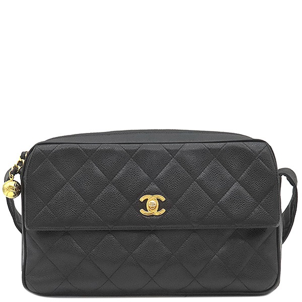 シャネル CHANEL ショルダーバッグ マトラッセ ショルダーバッグ キャビアスキン ブラック ゴールド金具 黒 ココマーク ココボール 3****** 【保存袋】【中古】 168,920円