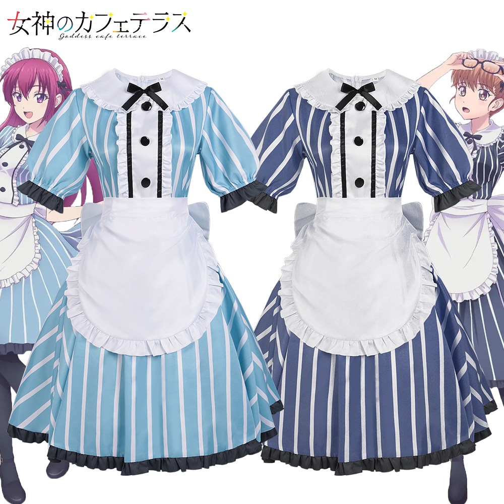 女神コーヒーハウスコスチュームマクザワサクラオノホワイトキクズキシマメマメオールカスプレ衣類のフルセット