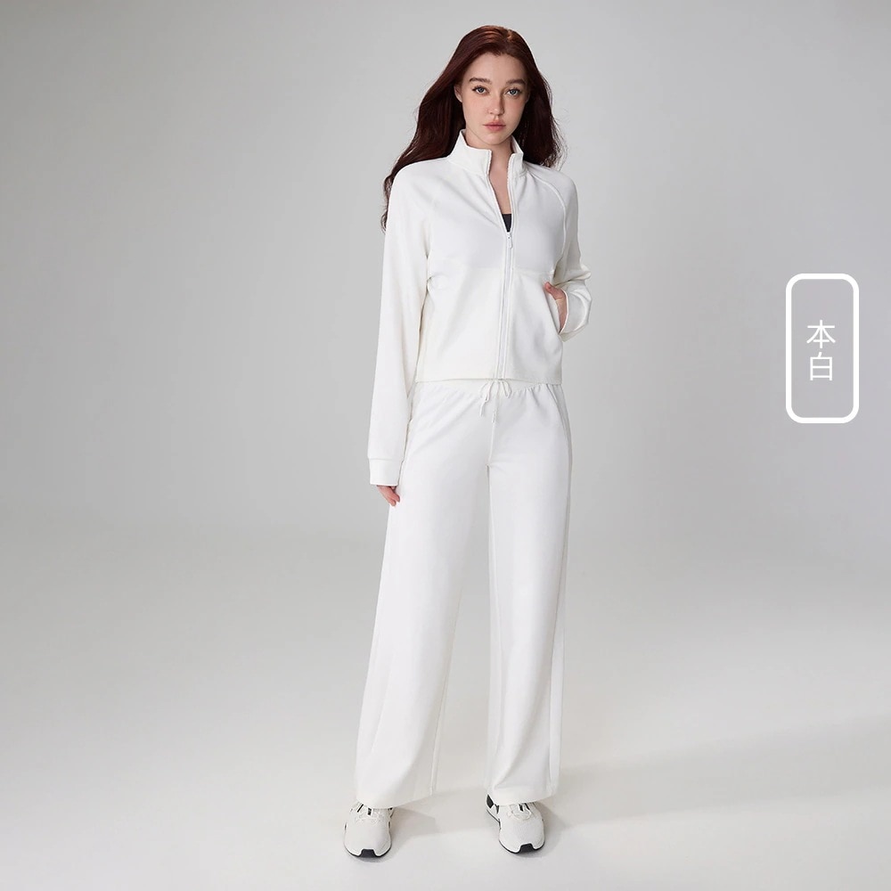 母の日韓国 セットアップ ルーズ フィットネス スポーツ スーツ レディース スタンドカラー ヨガ ワイドレッグ ポケット アウトドア カジュアルパンツ