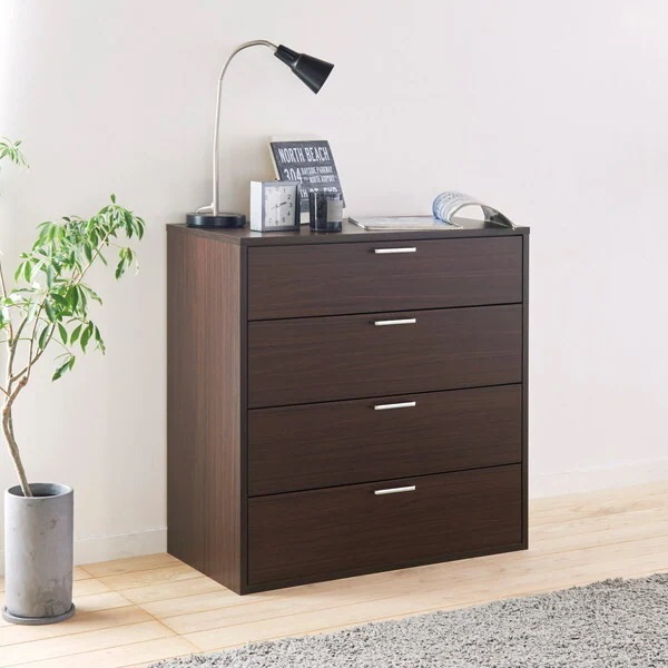 白井産業 FUL-8080HDK DK色 シンプル4段チェスト (幅78.2cm高さ80cm) メーカー直送