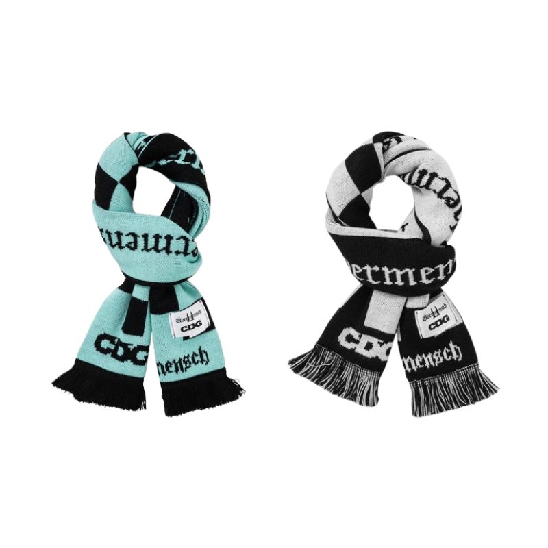 [CDG x G-DRAGON Ūbermensch] Checkered Stole muffler - Mint/White