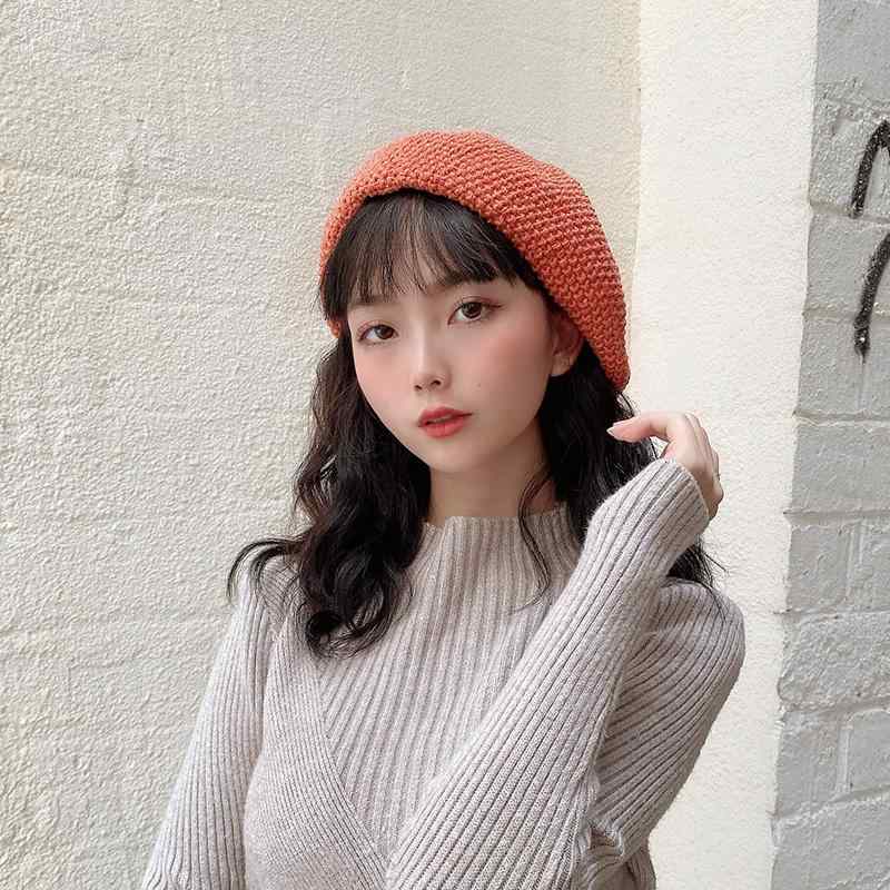 秋冬 コーデ レディース ファッション オシャレ アイテム カワイイ シンプル 大人カワイイ 韓国スタイル ベレー帽 プリント 画家帽子 ウール 5,159円