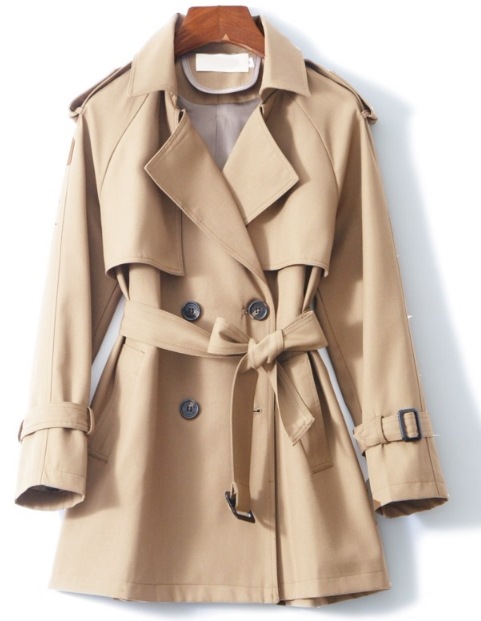レディース コート トレンチ ショート 長袖 襟付き スマート ベルト ウエストマーク ポケット 異国風 切り替えデザイン 大人可愛い きれいめ シンプル カジュアル 上品 おしゃれ かっこいい