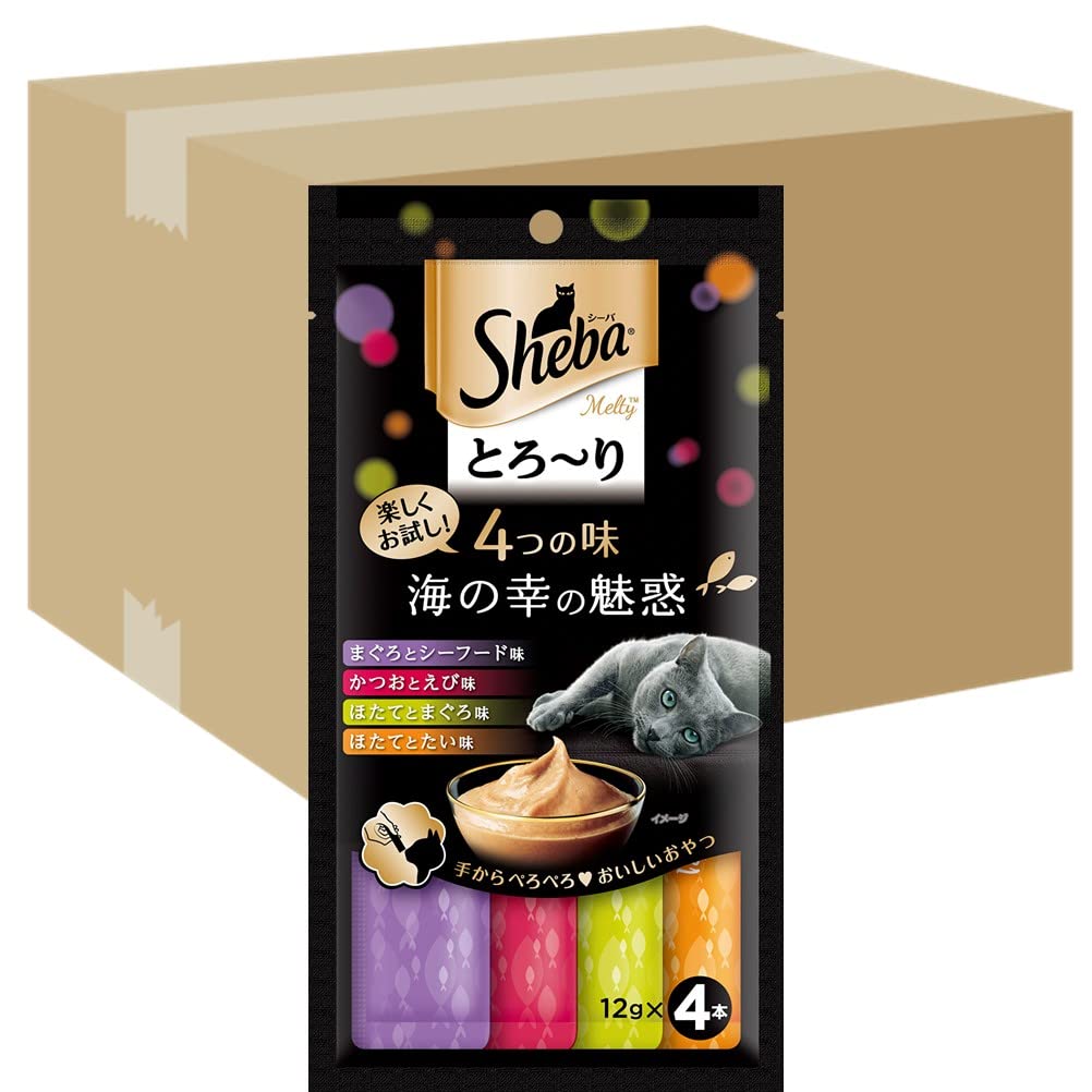シーバ (Sheba) 猫用おやつ とろ~り メルティ 4つの味 海の幸の魅惑 12グラム (x 192) (ケース販売)