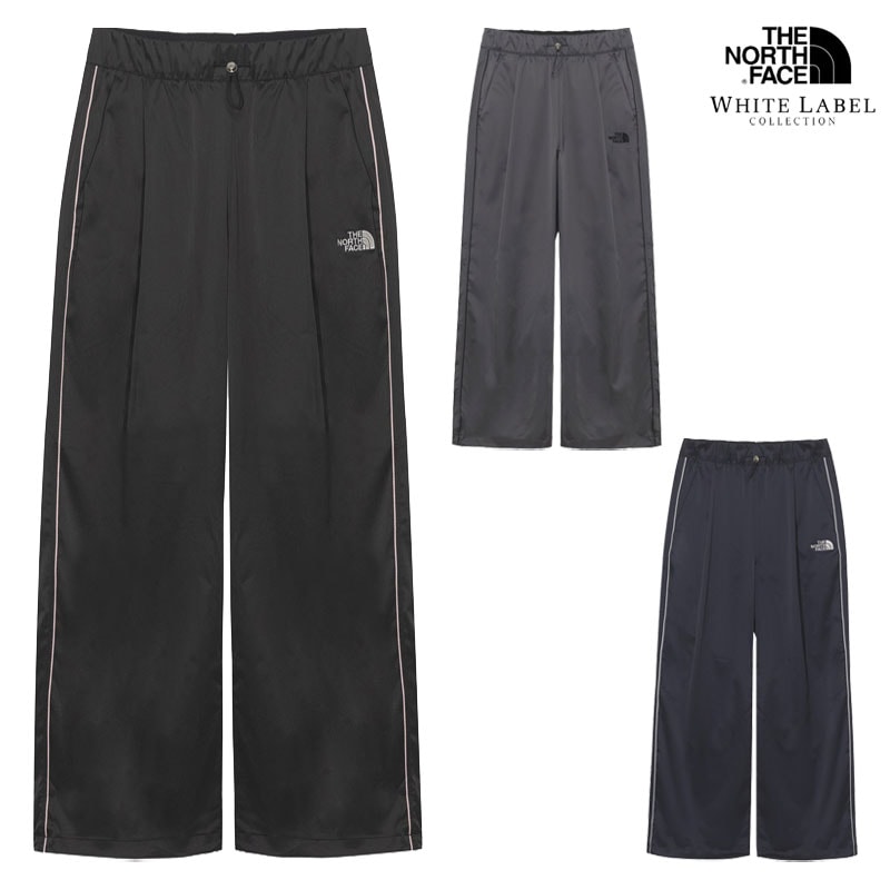 韓国正規品 [新作] レディース ハイウエスト ロゴ ピンタック サテン ワイド パンツ SATIN WIDE PT [3カラー] 韓国ファッション カジュアル