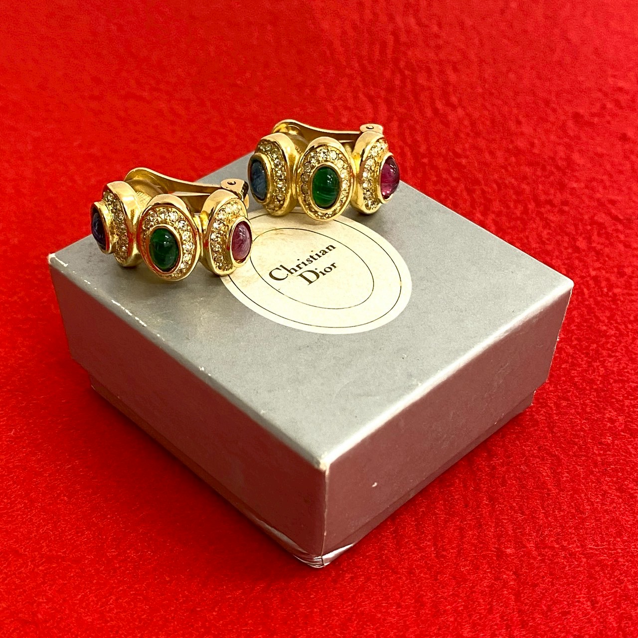 ヴィンテージイヤリング GP ラインストーン ゴールド 3266d