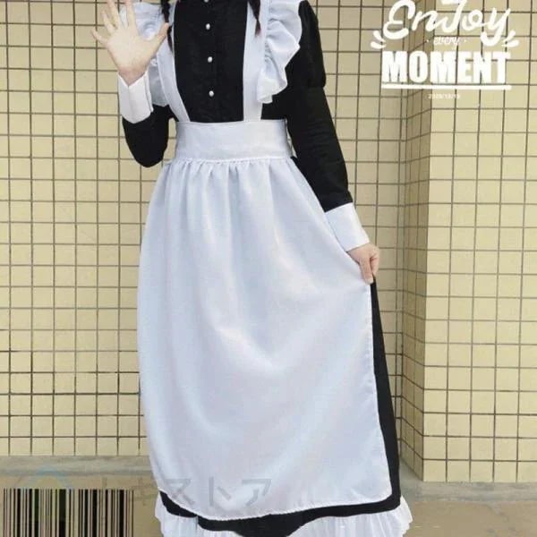 英国風 メイド服 ロング 黒白 ワンピース 衣装3点セット クラシカル 長袖 女性 男性用 大きいサイズ メイド コスムメガ割カラコンサンダル f Yt ハニーズ