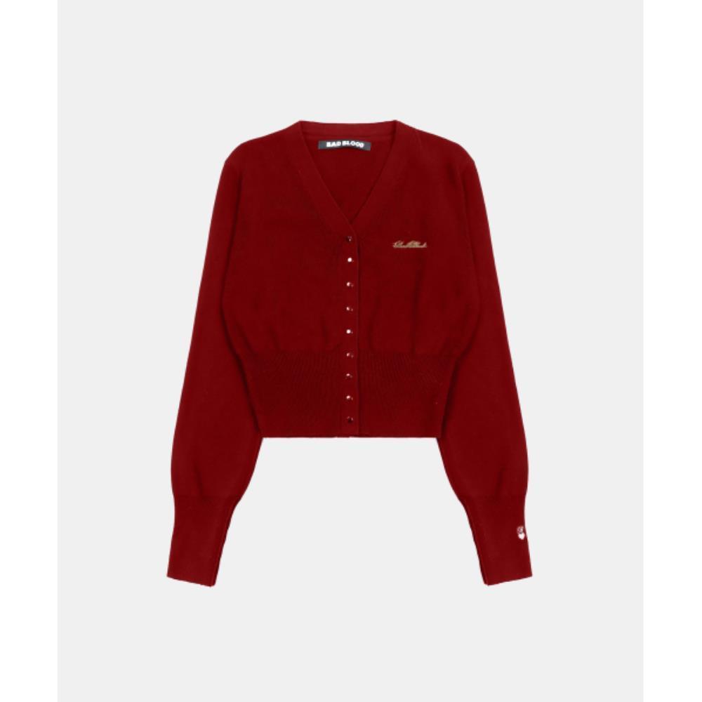BADBLOOD Pure Classic Button Up V-Neck Cardigan Red w-cd