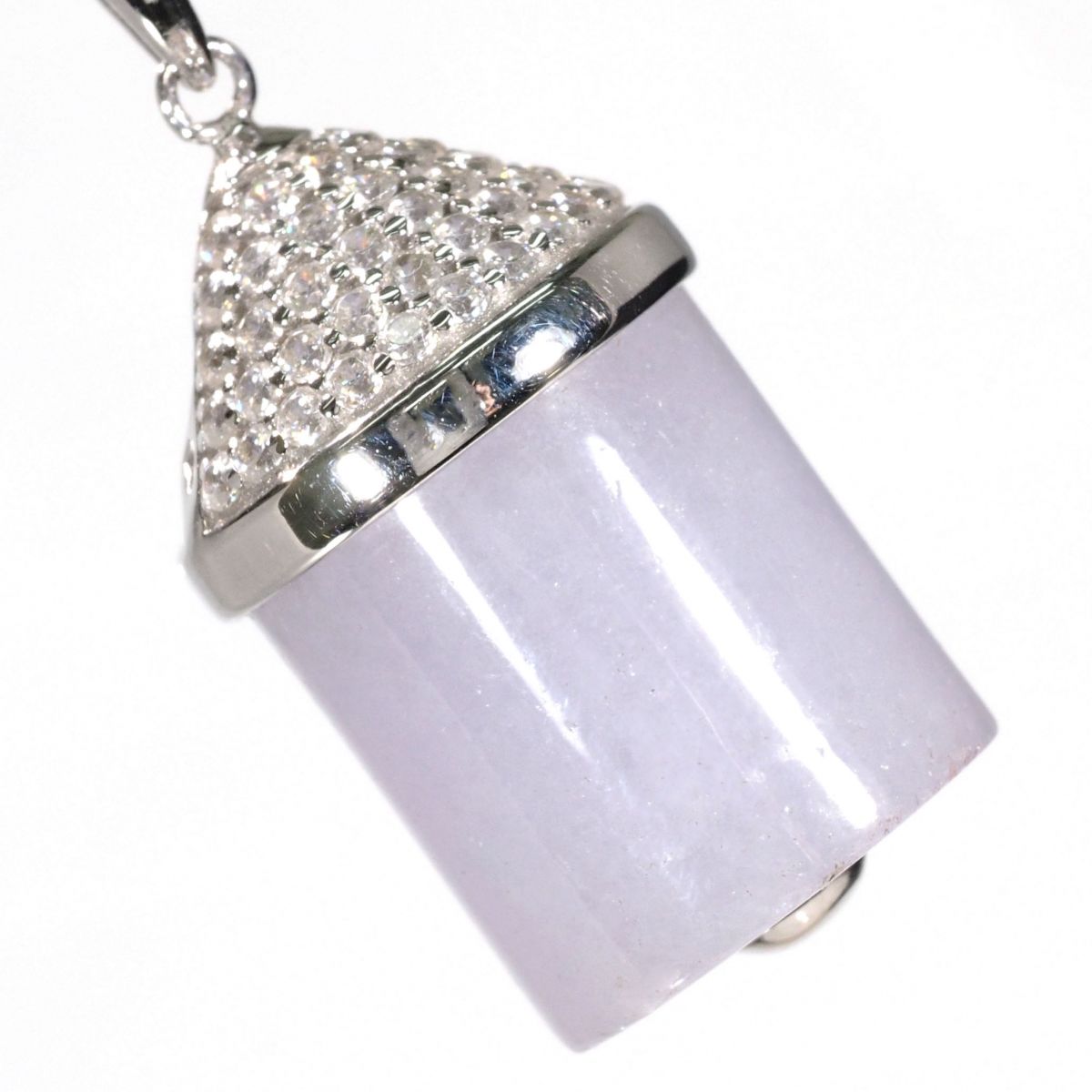 天然石 ラベンダー ヒスイ 翡翠 czダイヤモンド ネックレス