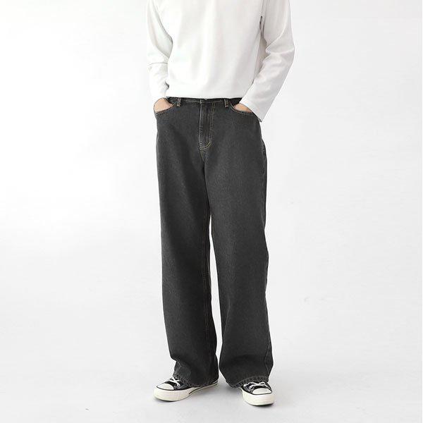 ジーンズ SHL038 1COLOR メンズ ワイドフィット ブラックジーンズ デニムパンツ メンズファッション