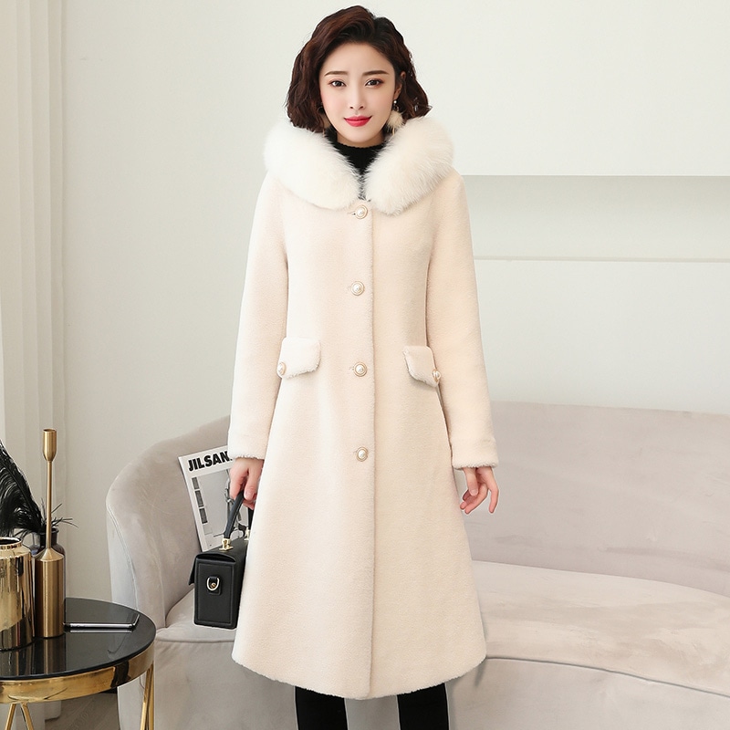 セレブファッション　100％ウールコート　アウター　保温性抜群　フォックスファー　リアルファー