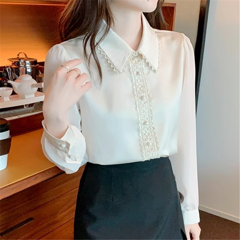 トップス シャツ ブラウス 袖あり 長袖 シフォン かわいい 大人可愛い きれいめ シンプル カジュアル 大人 上品 おしゃれ お洒落 かっこいい レトロ 大人女子 こなれ感 ラフ スポーティー