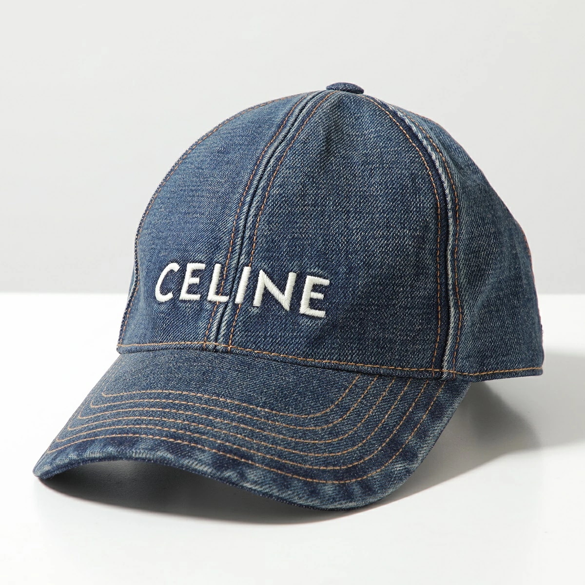 CELINE セリーヌ ベースボールキャップ 2AUS9815V.08TI レディース デニム コットン ロゴ 刺繍 帽子 デニムブルー