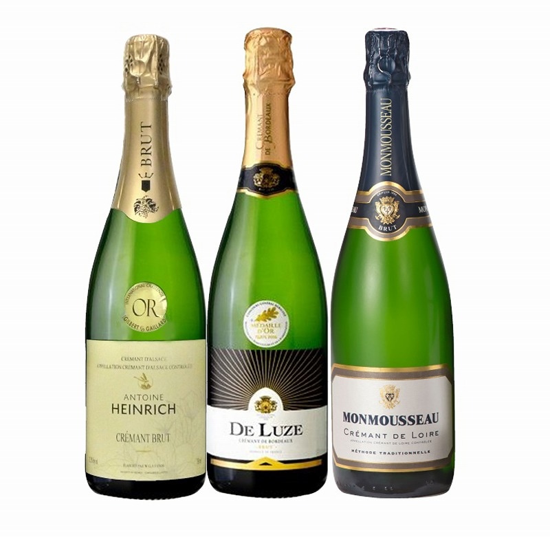 4セット フランス セレクション シャンパン製法 スパークリング白ワイン３本セット 750ｍｌ3本