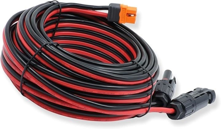 MC4 to XT60i 変換 充電 ケーブル 12AWG ソーラー 太陽光 パネル 発電機 接続 コネクタ( 赤黒, 10m)