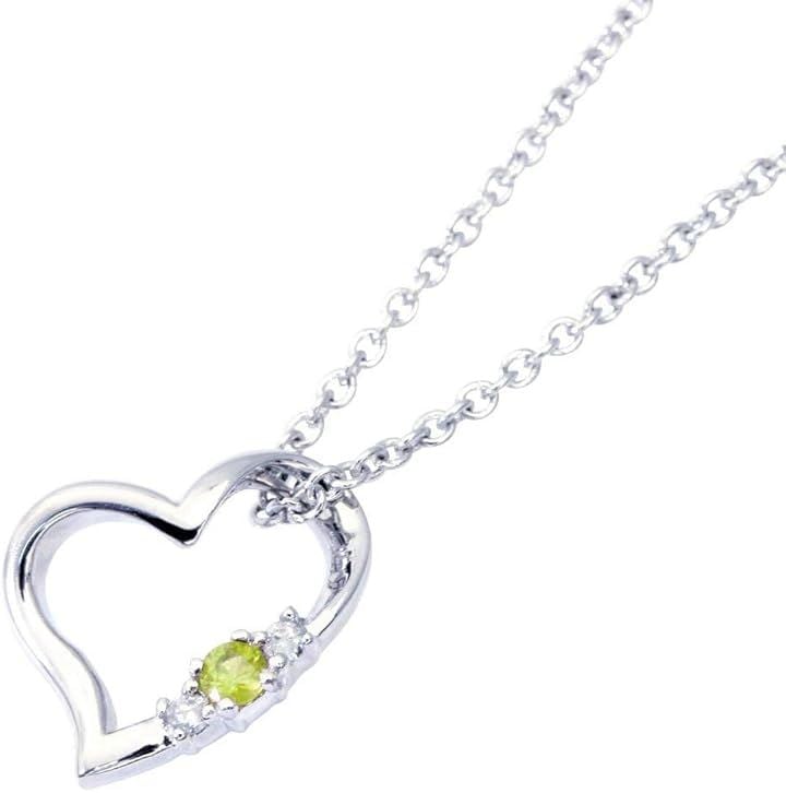 ハートペリドット レディース ペンダント ダイヤモンド 8月の誕生石 ネックレス(グリーン)
