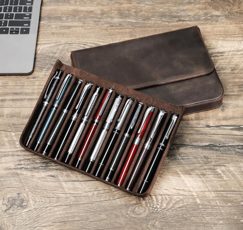 再入荷商品本革 ペンケース 12本差し シンプル おしゃれ コンパクト 軽い 小さめ スリム 筆箱 ふで箱 万年筆 ふでばこ ペン ポーチ 革小物 文房具 文具 収納 ギフト 父の日 贈り物 入学祝い