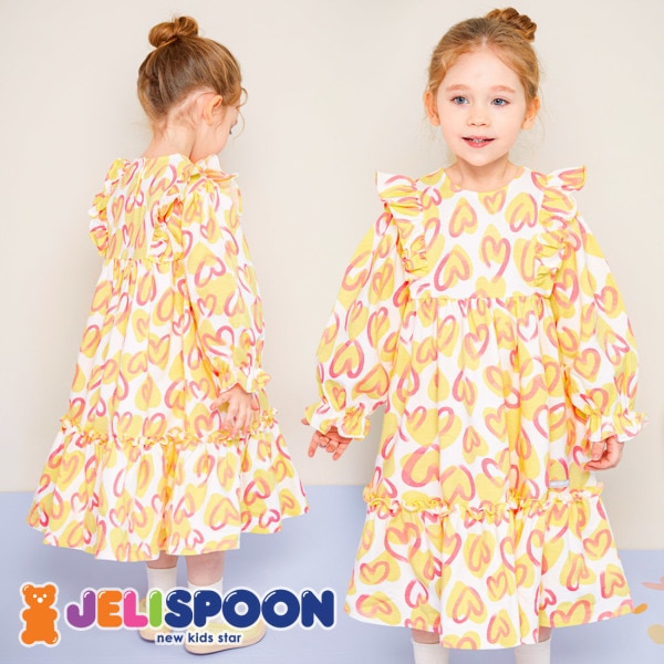 ハートハートラッフルワンピース/子供服