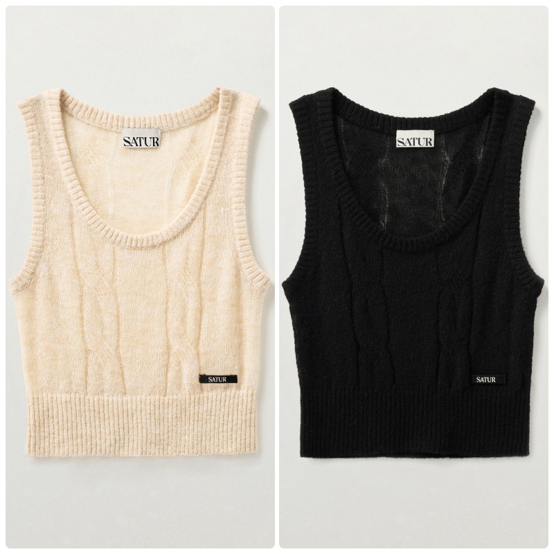 【SATUR】 25FW (W) MOHAIR CROP KNIT VEST : 2COLORS