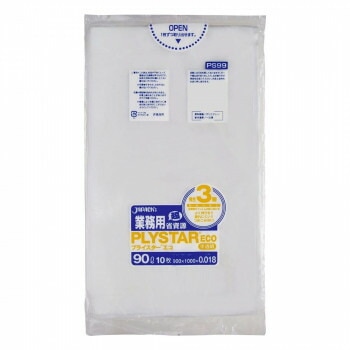 ジャパックス プライスターエコポリ袋90L 半透明 10枚x60冊 PS99