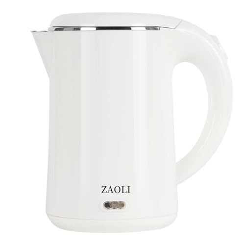 ZAOLI 電気ケトル 1.0L ステンレス内側 750W 空焚き防止 自動電源OFF 二重構造 触れても熱くない お手入れ簡単 PSE認証済み【1年間】 ZL-K10-A ホワイト