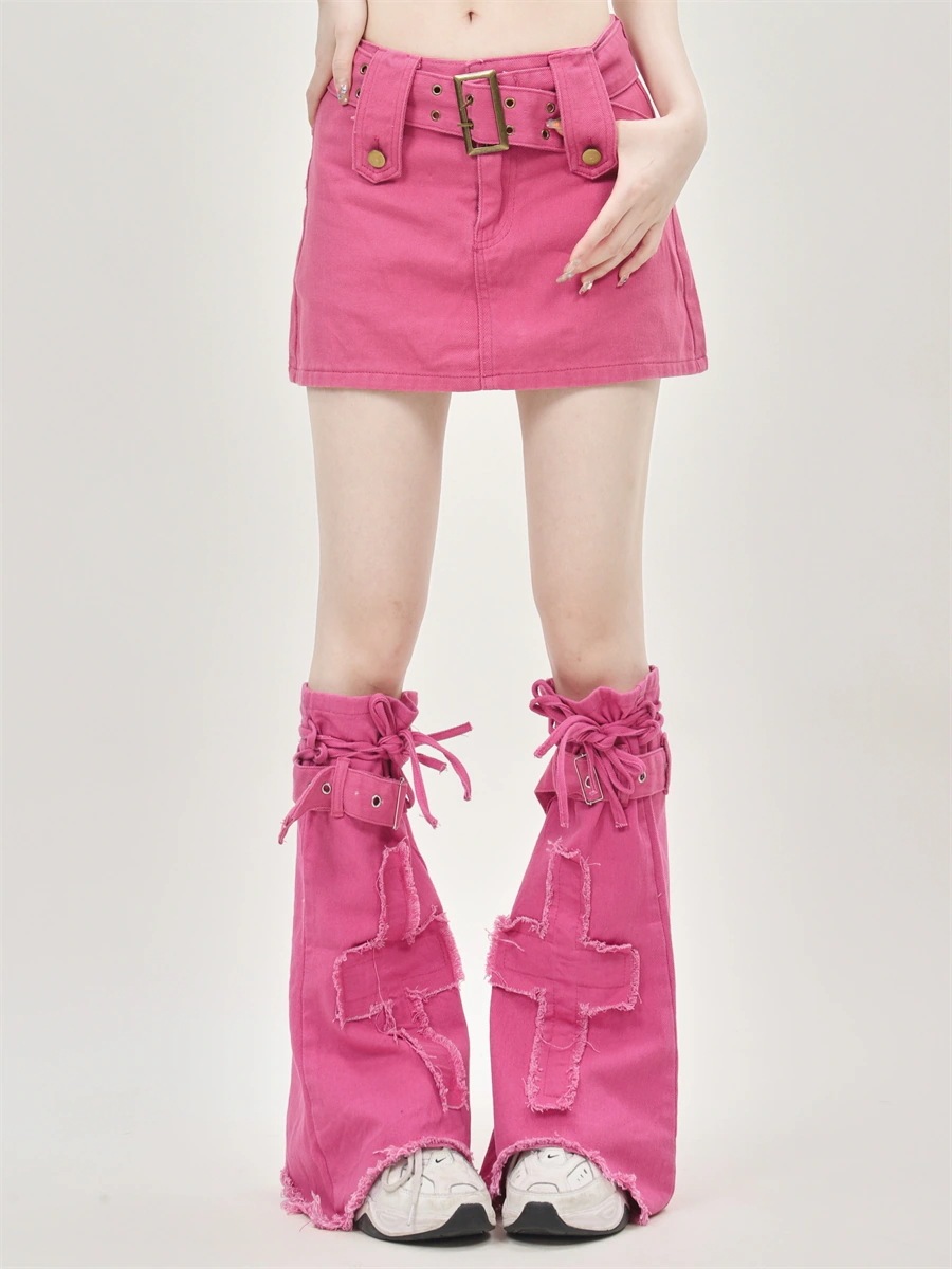 2025秋冬 シルエット加工ゆったりレディースカジュアルレッグジーパン衣装 K-POPストリート系韓国風ファッション練習ジーンズ スカート ボトムスハイウエストジーンズ 2点セット デニムパンツ