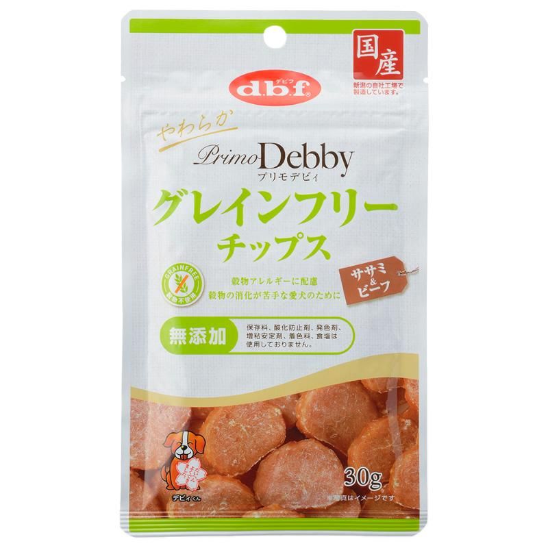 （まとめ買い）デビフペット プリモデビィ グレインフリーチップス ササミ＆ビーフ 30g 犬用おやつ [x24]