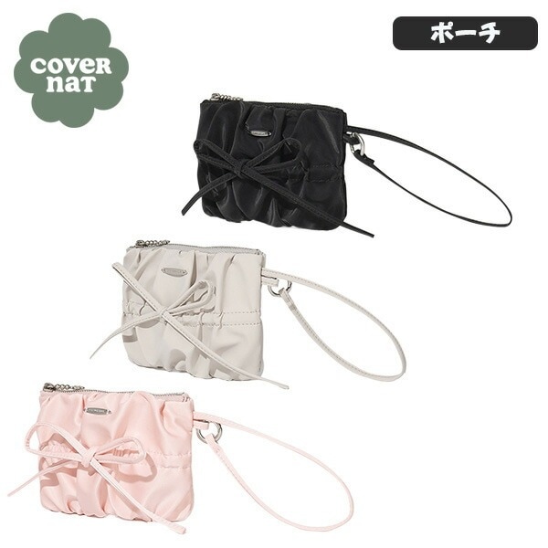 Clover Heart Shirred Ribbon-Handle Pouch カバーナット ポーチ クラッチバック 6,081円