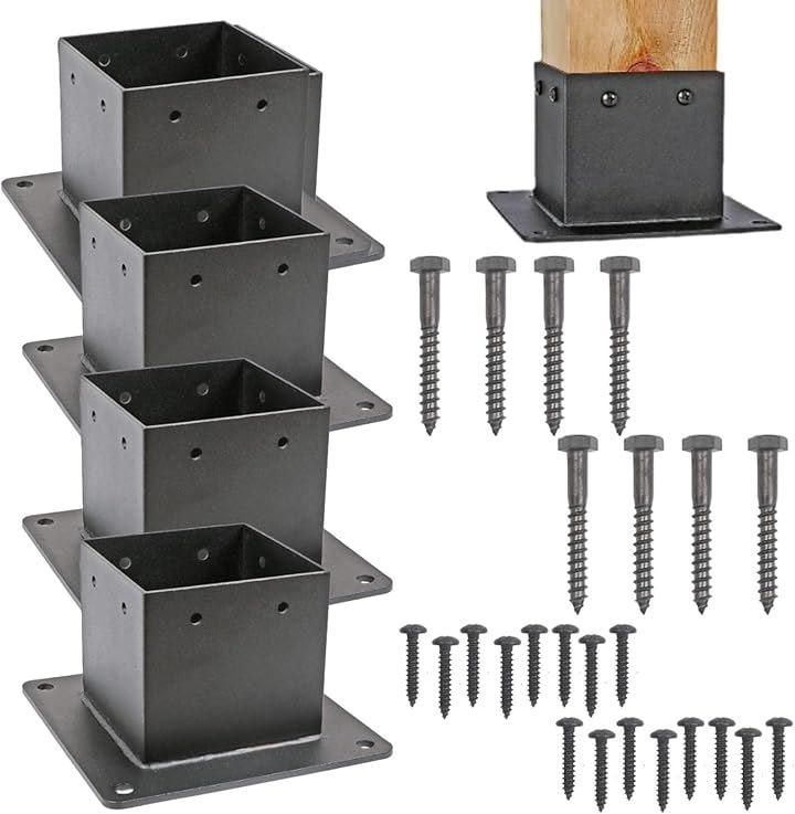 支柱固定金具 90ミリ ラティス フェンス (ブラック)