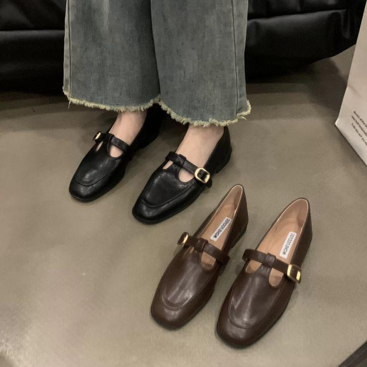 【期間限定】フラットシューズ 合皮 エコレザー パンプス ポインテッドトゥ ストラップ プチプラ 痛くならない【ashss24-191】【予約販売：15-20日】60込