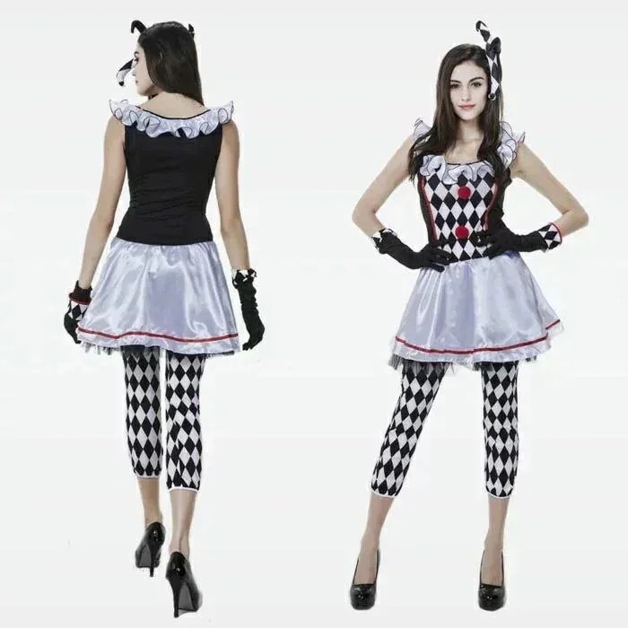 ピエロの服　ハロウィン 衣装 レディース 大人用 道化師 滑稽 魔女 ハロウィン 仮装 舞台 ステージ コスチューム パーティー イベント 文化祭 学園祭 コスプレ30パーセント割引