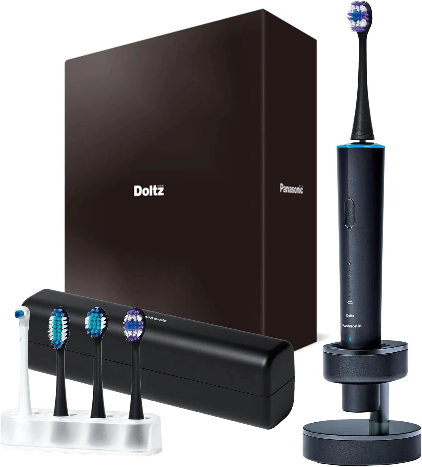 パナソニック 音波振動ハブラシ ドルツ 最上位モデル W音波振動 Bluetooth搭載 ライトリング機能 充電スタンド 携帯ケース付 ディープネイビー EW-DT73-A