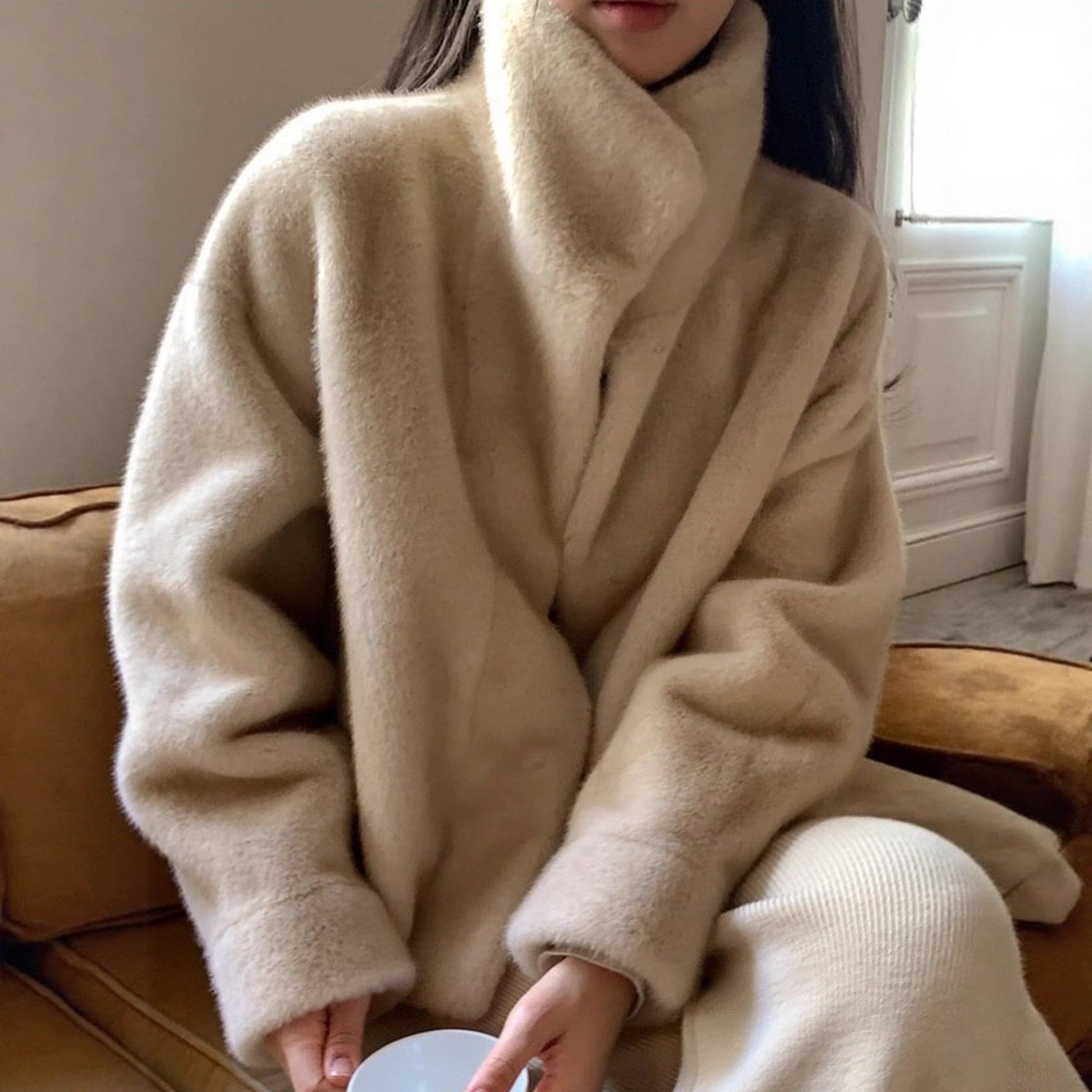 秋冬エコファー保温アウター レディースカジュアルスタイル フェイクファー