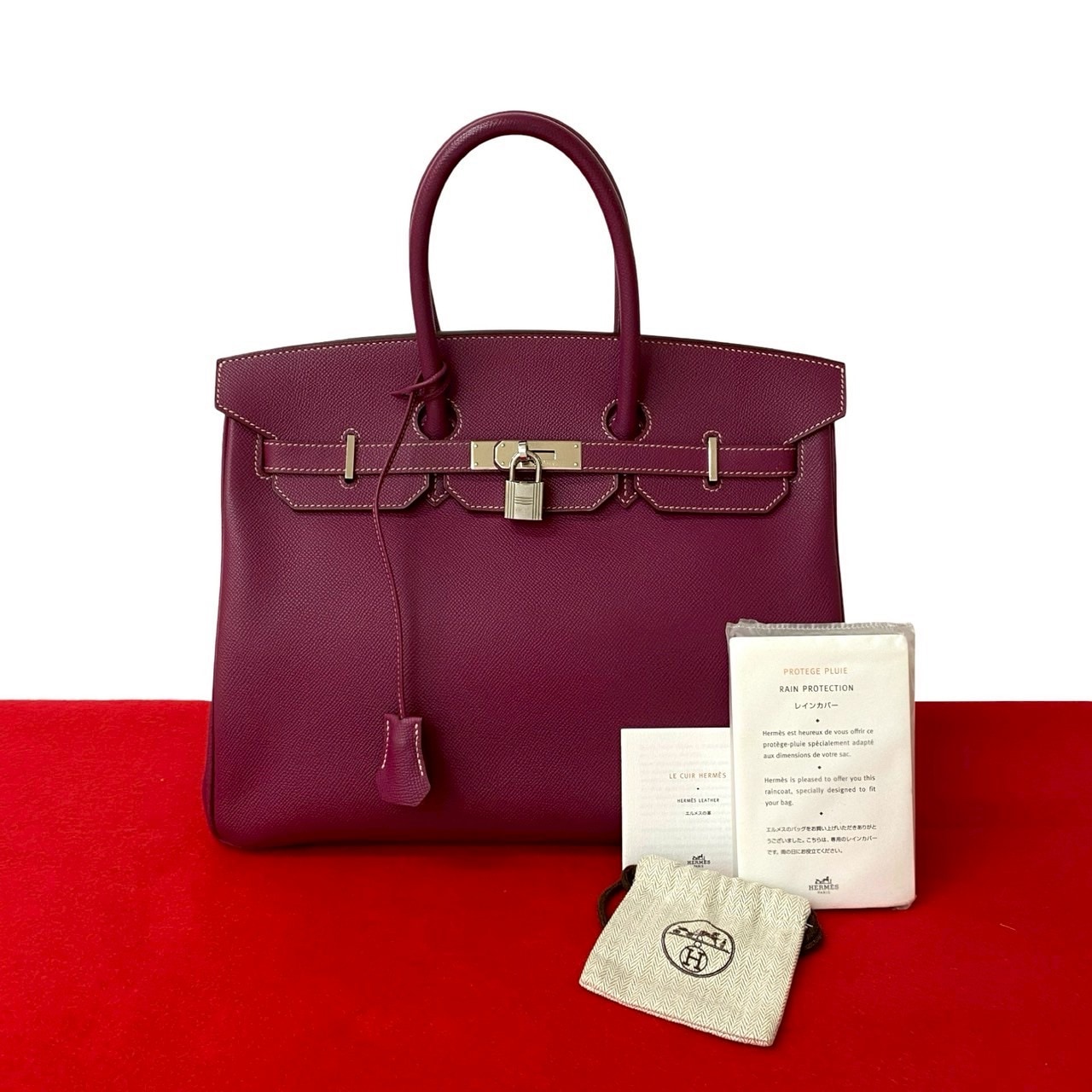 バーキン 35ハンドバッグ ヴォーエプソン パープル 24916