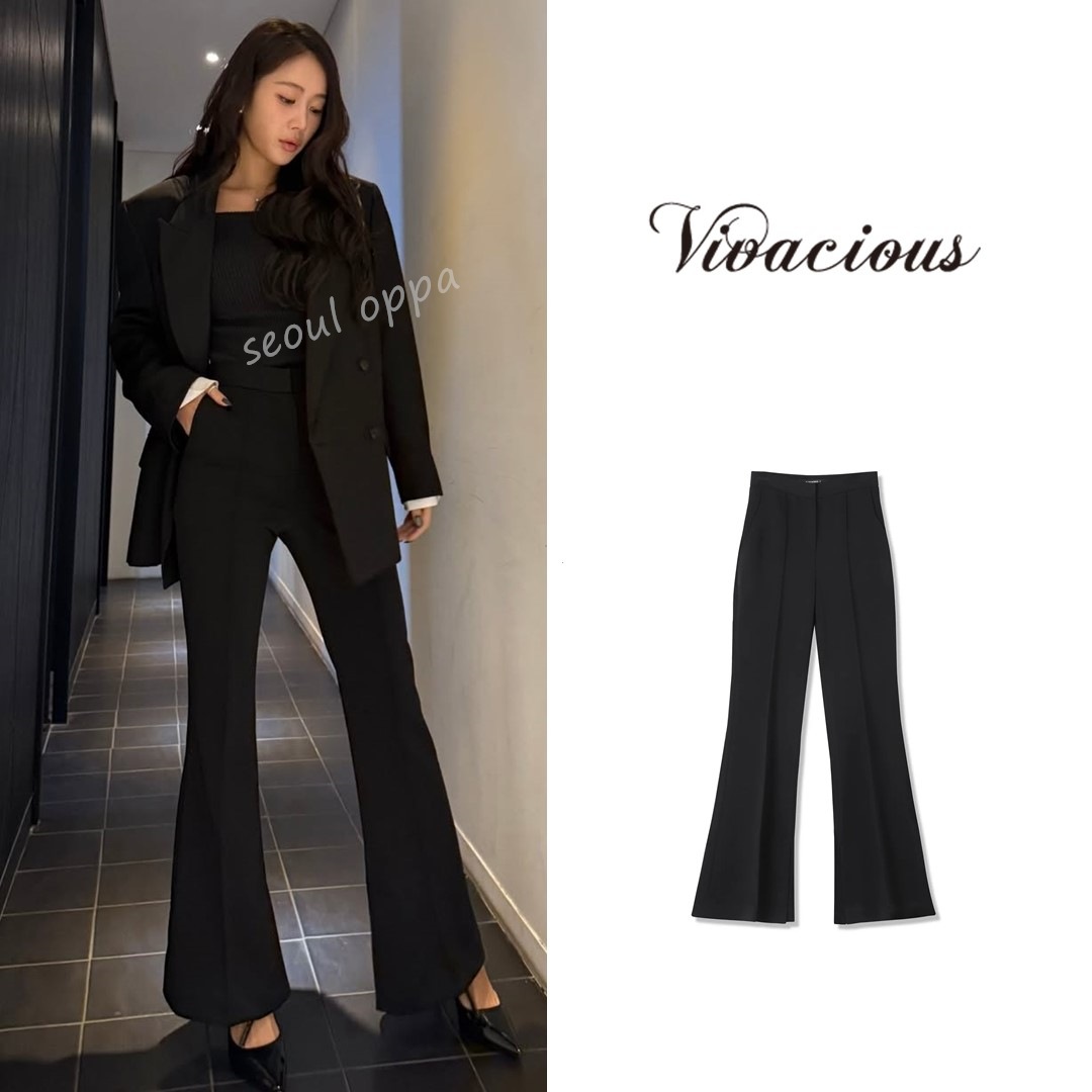 KOREA [ VIVACIOUS ] Par Pintuck Bootscut Slacks
